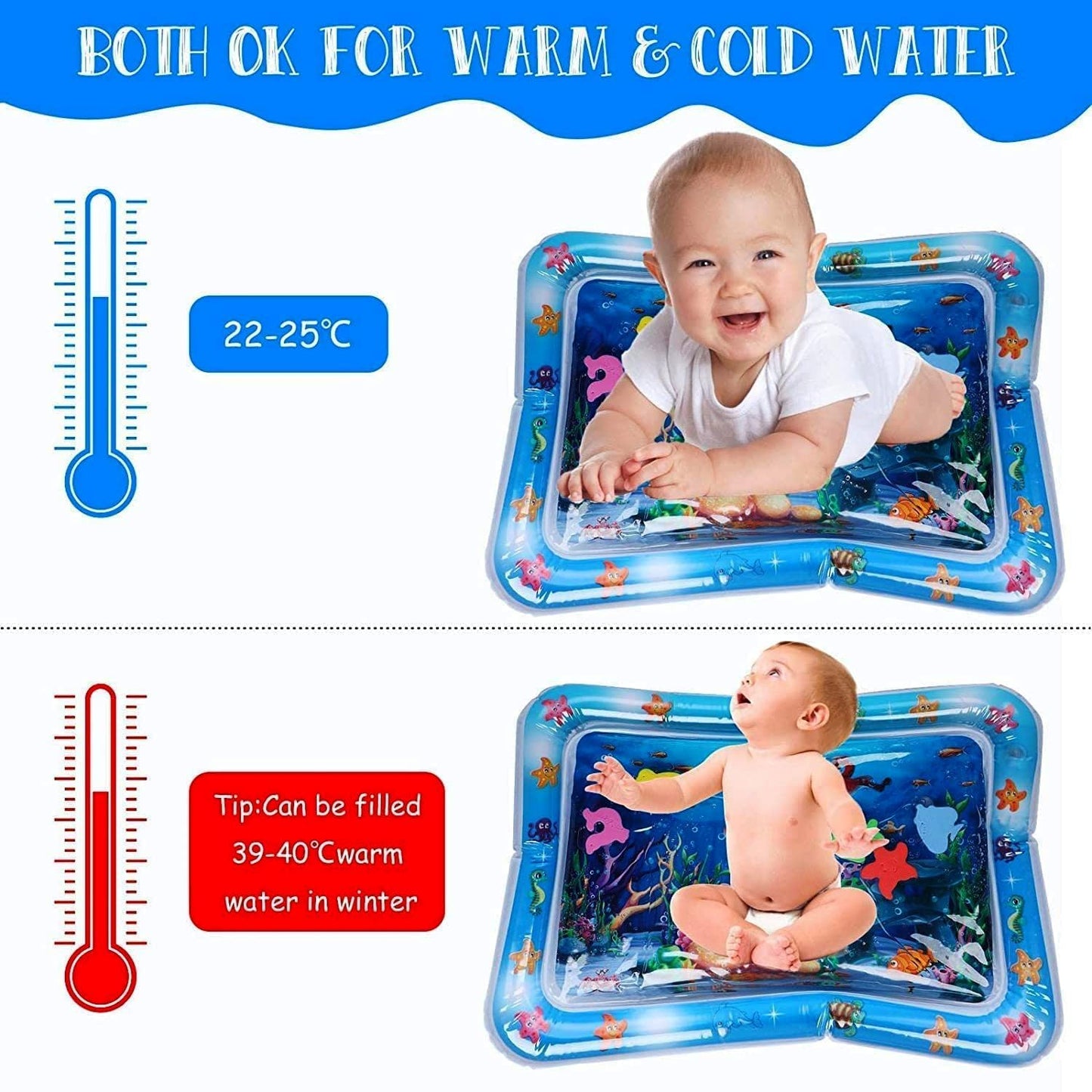 Baby Kids Water Mat Toys Inflatable Tummy Time Leakproof Water Mat